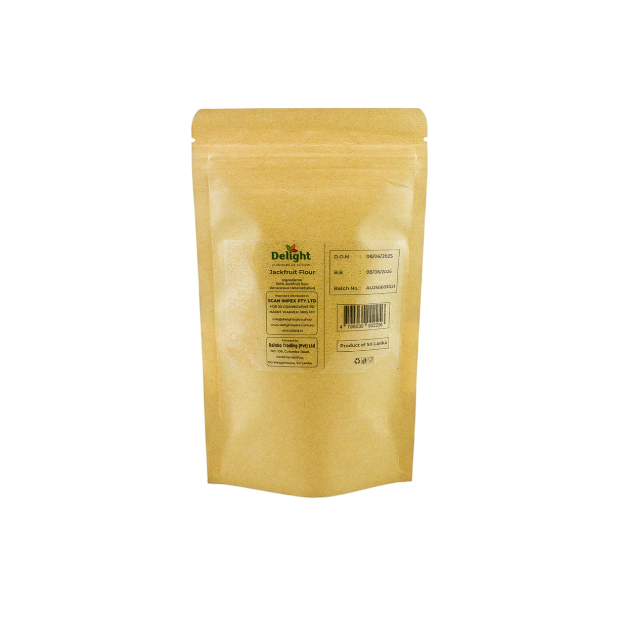Brown packaging with a label on a white background