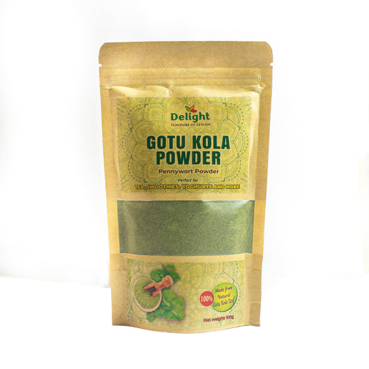 Packaged Gotu Kola Centella Asiatica Powder with Delight brand on a white background