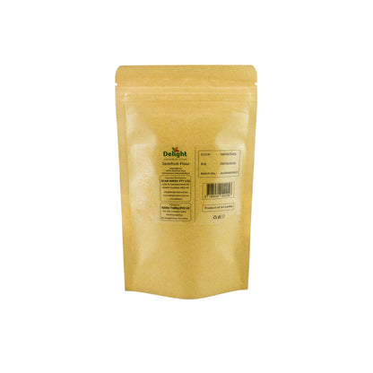 Brown packaging with a label on a white background